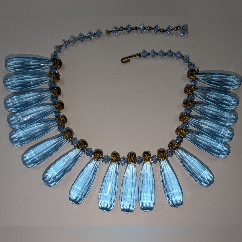 EVC Miriam Haskell Rare Princess Blue Royal Stunning Early Bib Necklace